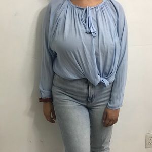 Long baby blue tunic shirt